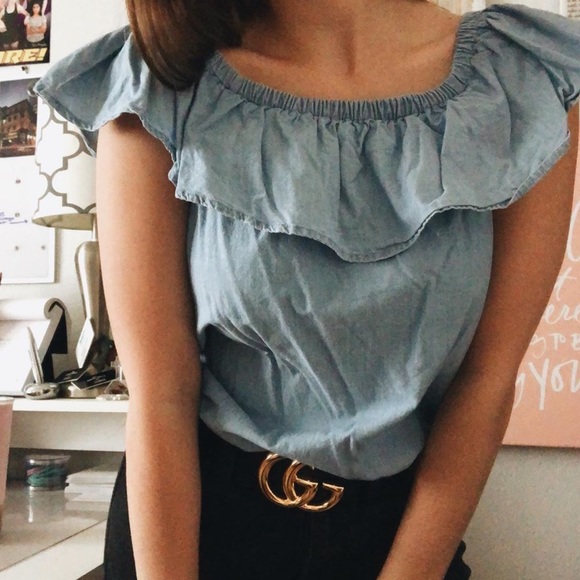 Off-The-Shoulder Denim Top - Picture 4 of 4